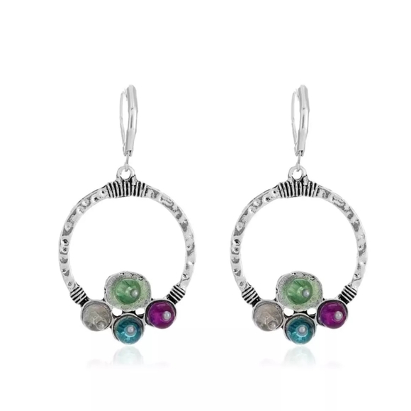 Retro exaggerated earring inlay colorful crystal - Picture 1 of 2